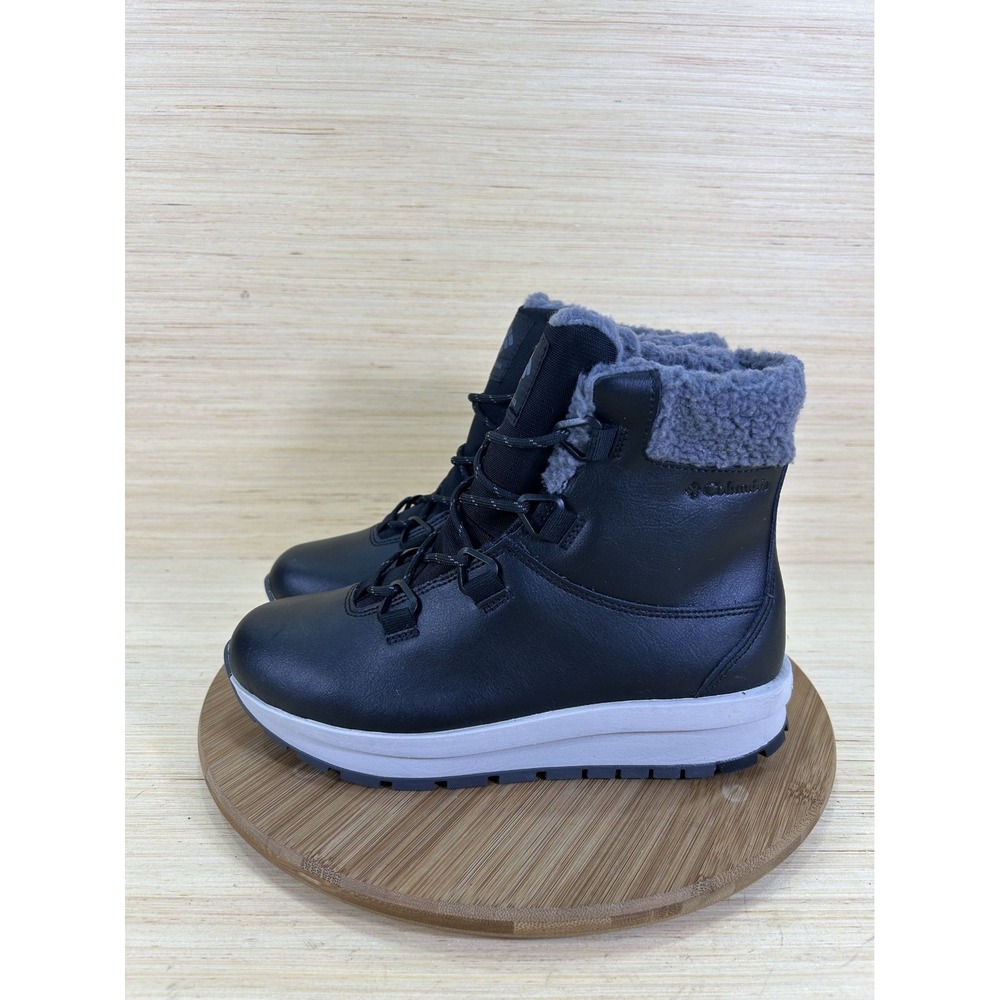 Columbia Moritza Black Leather Waterproof Fleece Lined Hiking Boots Womens 8.5